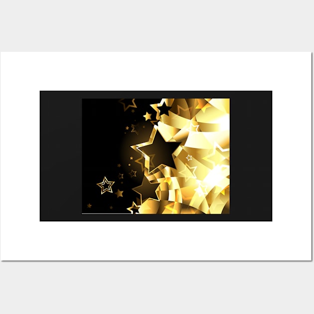 Abstract golden background with stars Wall Art by Blackmoon9